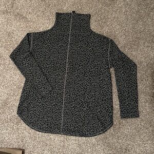 Karen Kane Charcoal Leopard Print Mock Neck Sweater
